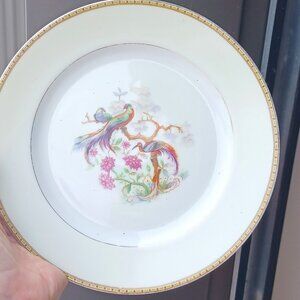 Three Vintage Antique Pirken Hammer Pheasant Peacock Bird Plates Made in Bohemia